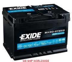 AKUMULATOR  WROCLAW  70Ah 760A EXIDE EK700  MICRO-HYBRID AGM  START STOP